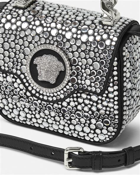 1003016 versace|Crystal La Medusa Mini Bag Black,Silver .